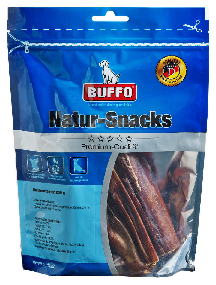 BUFFO Hundeleckerli Natur-Snacks Ochsenziemer